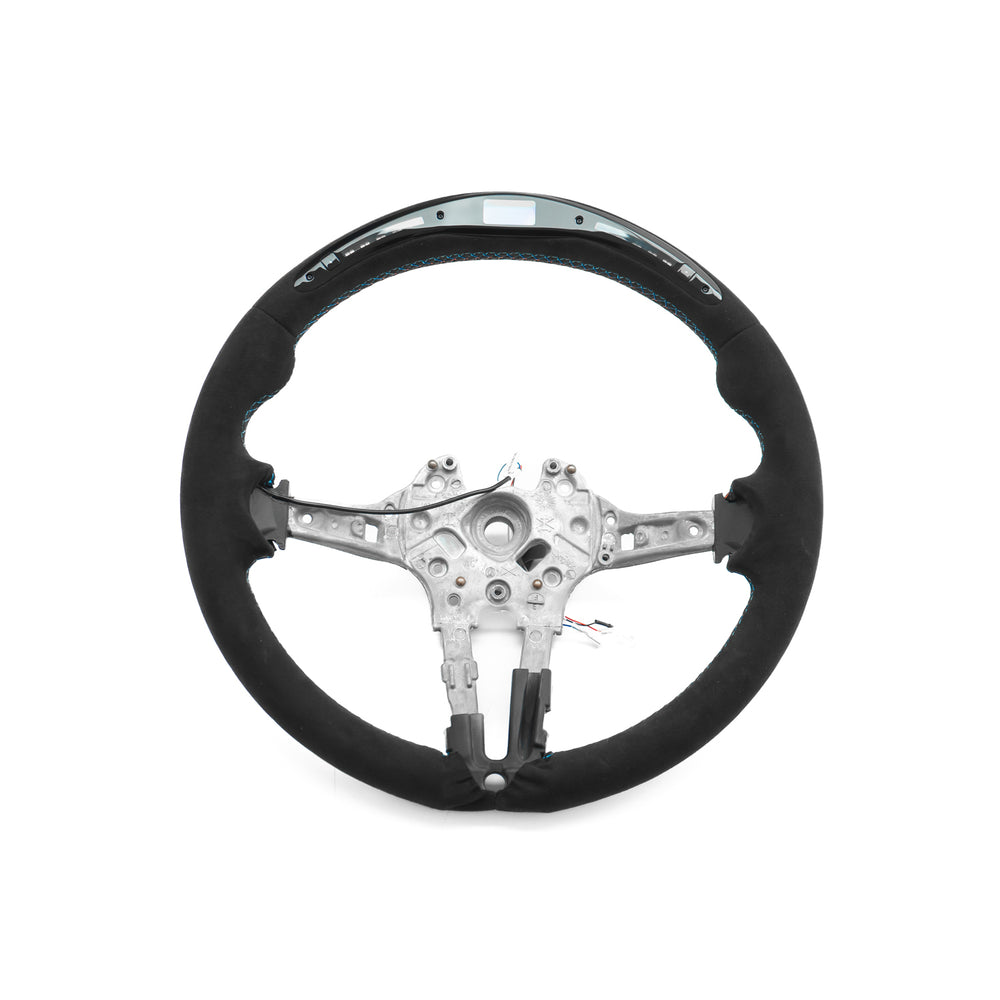 BMW F Series Round Steering Wheel In Full Alcantara With LED Race Display