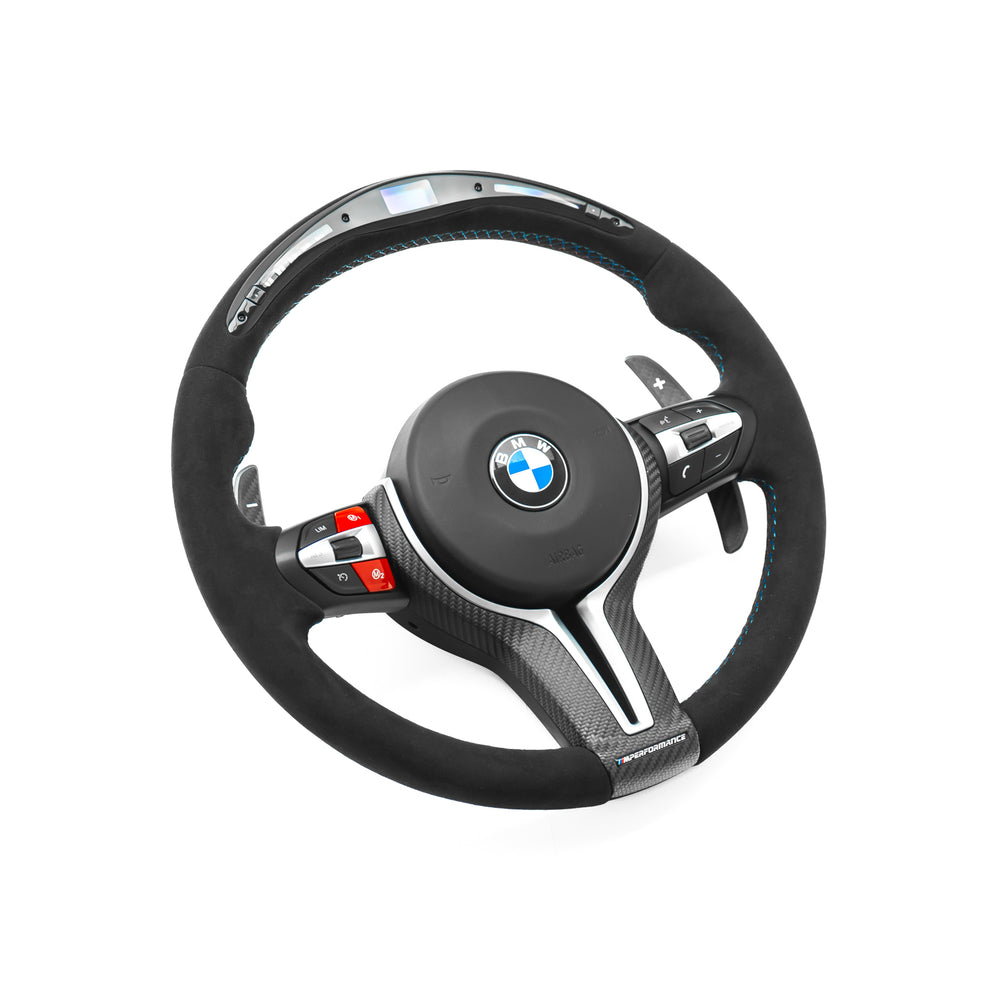 BMW F Series Round Steering Wheel In Full Alcantara With LED Race Display