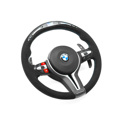 BMW F Series Round Steering Wheel In Full Alcantara With LED Race Display